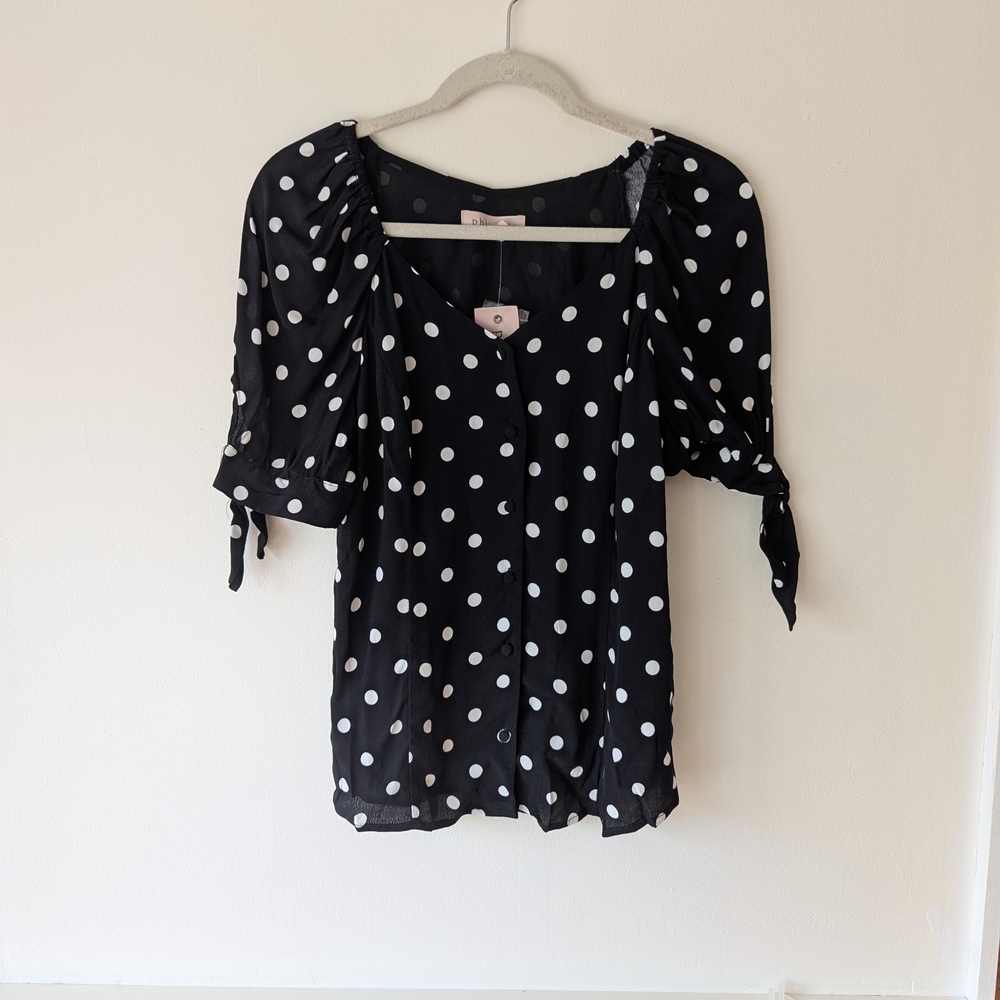Philosophy Black and White Polka Dot Women's Top